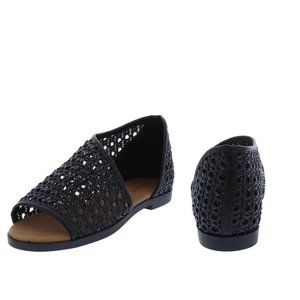 "Holly" Black Open Toe Slip On Sandal